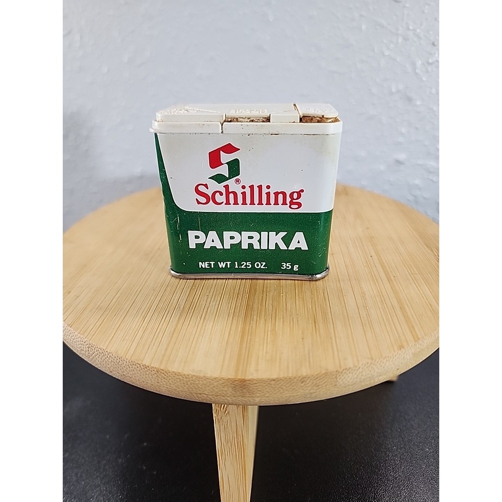 Vintage 1970s‎  SCHILLING PAPRIKA SPICE TIN EMPTY CAN Decor